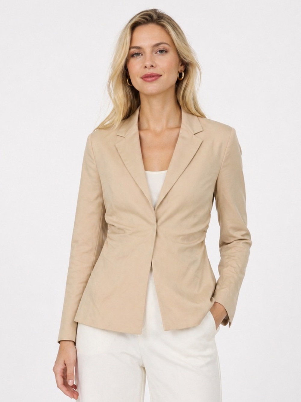 Donna Karan New York Beige Tailored Blazer - US 10 IT 46 Minimalist Quiet Luxury - Picture 2 of 8